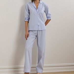 Lauren Ralph Lauren Blue and White Striped Pajama Set